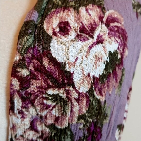 ILLA ILLA DEEP V HALTER NECK BACK OUT LAVENDER FLORAL PRINT SIZE L MAXI DRESS - Picture 5 of 11